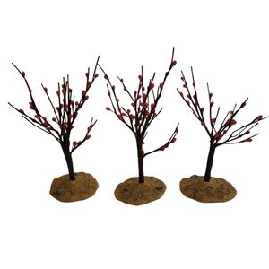 (3) Vintage Lemax Holly Berry Trees